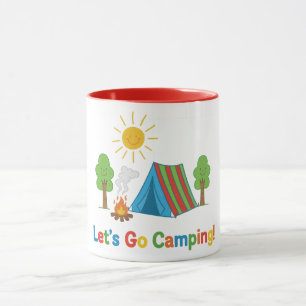 Mug Allons camper - Enfants - Dessin de tente au crayo