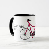 Mug Allons faire du vélo, du dessin à vélo, ton nom (Devant gauche)