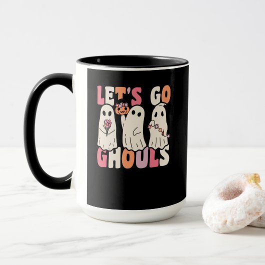 Mug Allons Gâler Le Fantôme Super Avec Des Fleurs Vint (Avec donut)