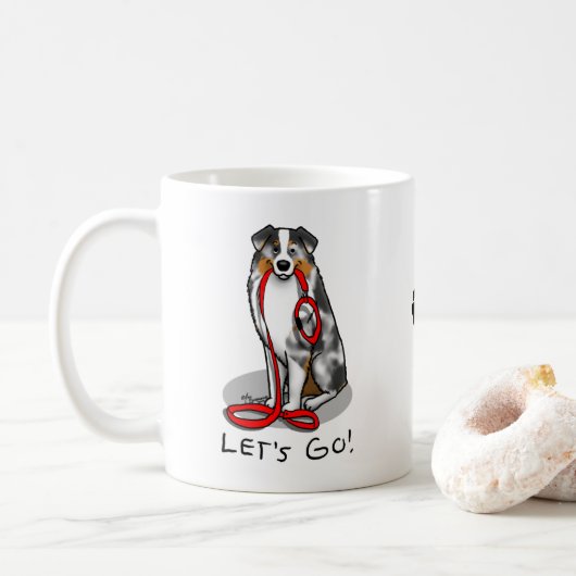 Mug Allons-y ! Berger australien (bleu merle tan/w 1) (Avec donut)