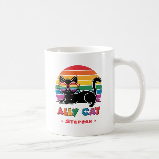 Mug Ally Cat - Chat noir avec lunettes de soleil arc-e (Droite)