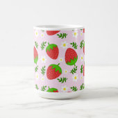 Mug Almofada fofa design contínuo morangos fundo rosa (Centre)