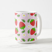 Mug Almofada fofa design contínuo morangos fundo rosa (Devant droit)