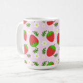 Mug Almofada fofa design contínuo morangos fundo rosa (Devant gauche)