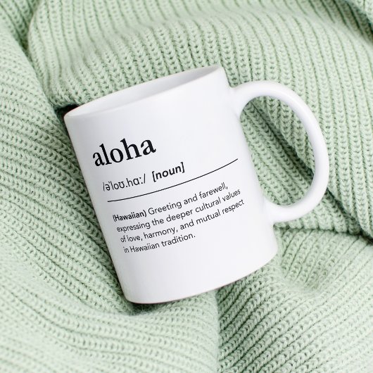 Mug Aloha définition, dictionnaire de voeux hawaïen