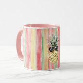 Mug Aloha Tropical Pink Mint Yellow Green Pineapple (Devant gauche)