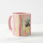 Mug Aloha Tropical Rose Menthe Jaune Vert Ananas (Devant gauche)