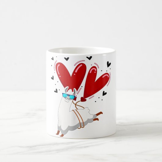 Mug Alpaca Heart Love Valentines Day Cadeau pour anima (Centre)