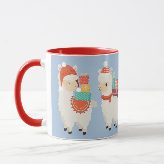 Mug Alpacas festifs transportant des dons | Noël (Gauche)