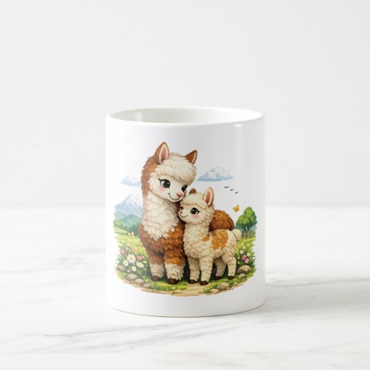 Mug Alpaga Mère et Bébé Adorables (Centre)