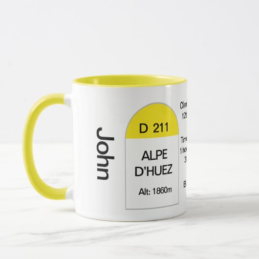 Mug Alpe dhuez marqueur de route, vélo de route, grimp (Gauche)