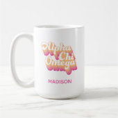 Mug Alpha Chi Omega | Écriture Groovy (Gauche)