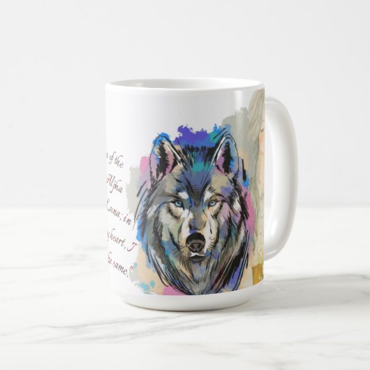 Mug Alpha et Luna Wolf Aquarelle (Devant droit)