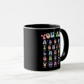 Mug Alphabet Affirmation Pastel Rétro Incroyables ABC (Devant droit)