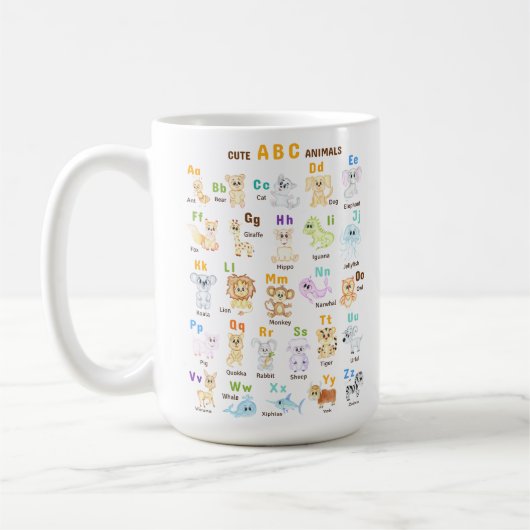 Mug Alphabet Animal ABC Animaux mignons (Gauche)