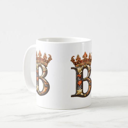 Mug Alphabet B décoré avec couronne (Devant gauche)