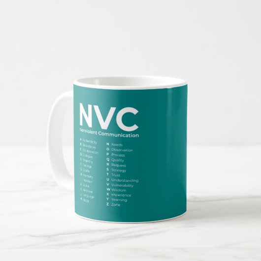 Mug Alphabet de communication non violente NVC (Devant gauche)