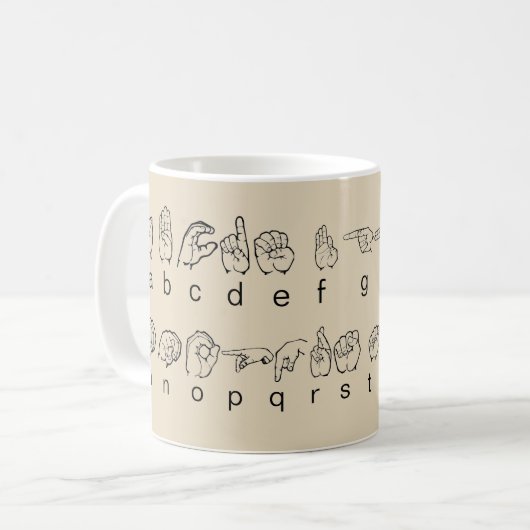 Mug Alphabet de Fingerspell de langue des signes (Devant gauche)