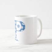 Mug alphabet de fleurs P (bleu et points) (Devant droit)