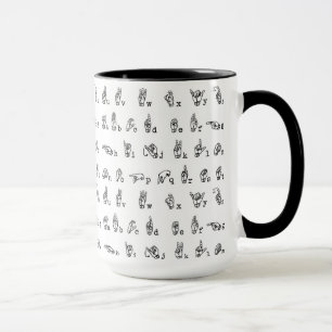 Mug Alphabet de langue des signes américaine en noir