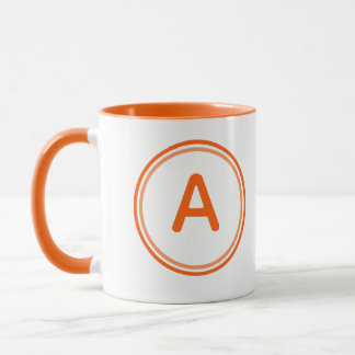 Mug Alphabet de lettres rondes design cercle orange