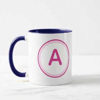 Mug Alphabet de lettres rondes design cercle rose