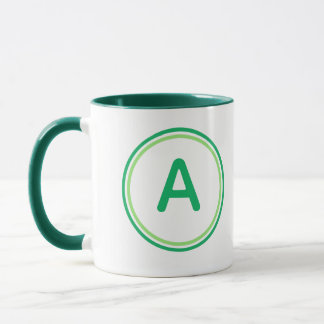 Mug Alphabet de lettres rondes, design de cercle vert