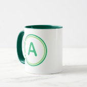 Mug Alphabet de lettres rondes, design de cercle vert (Devant gauche)