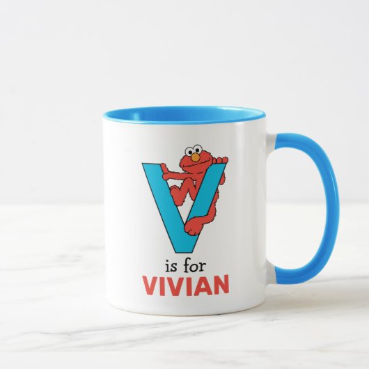 Mug Alphabet d'Elmo | V Bleu (Droite)