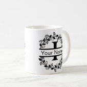 Mug Alphabet floral avec nom Monogramme personnalisé (Devant droit)