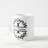 Mug Alphabet floral avec nom Monogramme personnalisé (Devant gauche)