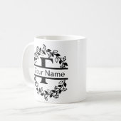 Mug Alphabet floral avec nom Monogramme personnalisé (Devant gauche)