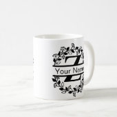 Mug Alphabet floral avec nom Monogramme personnalisé (Devant droit)