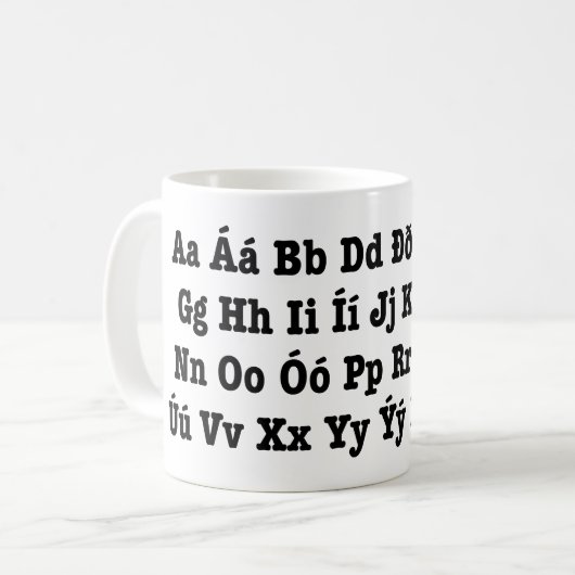Mug Alphabet islandais [Íslenska Stafrófið] (Devant gauche)