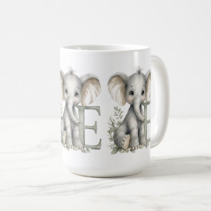 Mug Alphabet mignon d'animaux bébé à l'aquarelle Éléph