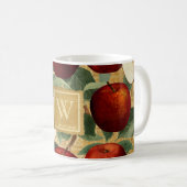 Mug Alphabet or vintage Rouge Pommes Monogramme (Devant droit)