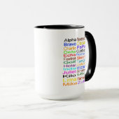 Mug Alphabet phonétique à droite ou à gauche (Devant droit)