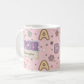 Mug Alphabet Rose Professeur Motif École (Devant gauche)