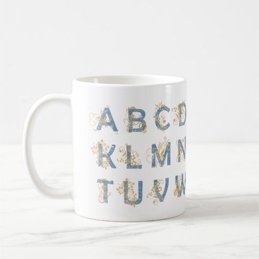 Mug Alphabet Swirl Doré – Élégant (Gauche)
