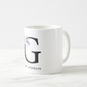 MUG ALPHABÈTES FLORAUX BLEU DOUX NOM LETTRE G (Devant droit)
