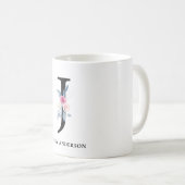 MUG ALPHABÈTES FLORAUX BLEUS DOUX NOM LETTRE J (Devant droit)