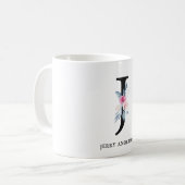 MUG ALPHABÈTES FLORAUX BLEUS DOUX NOM LETTRE J (Devant gauche)