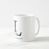 MUG ALPHABÈTES FLORAUX BLEUS DOUX NOM LETTRE L (Devant droit)