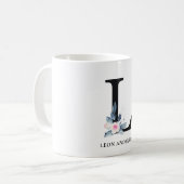 MUG ALPHABÈTES FLORAUX BLEUS DOUX NOM LETTRE L (Devant gauche)