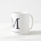 MUG ALPHABÈTES FLORAUX BLEUS DOUX NOM LETTRE M (Devant droit)