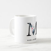 MUG ALPHABÈTES FLORAUX BLEUS DOUX NOM LETTRE M (Devant gauche)