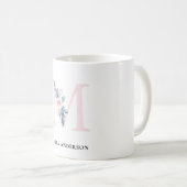 MUG ALPHABÈTES FLORAUX BLEUS DOUX NOM LETTRE M (Devant droit)