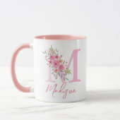 MUG ALPHABÈTES FLORAUX DOUX BLANCS NOM LETTRE M (Gauche)