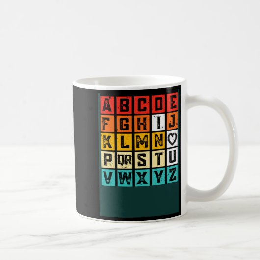 Mug Alphabetic Abcd Love You Valentines Day Red Heart (Droite)