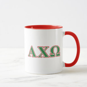 Mug Alphi Chi Omega Lettres Vertes et Rouges